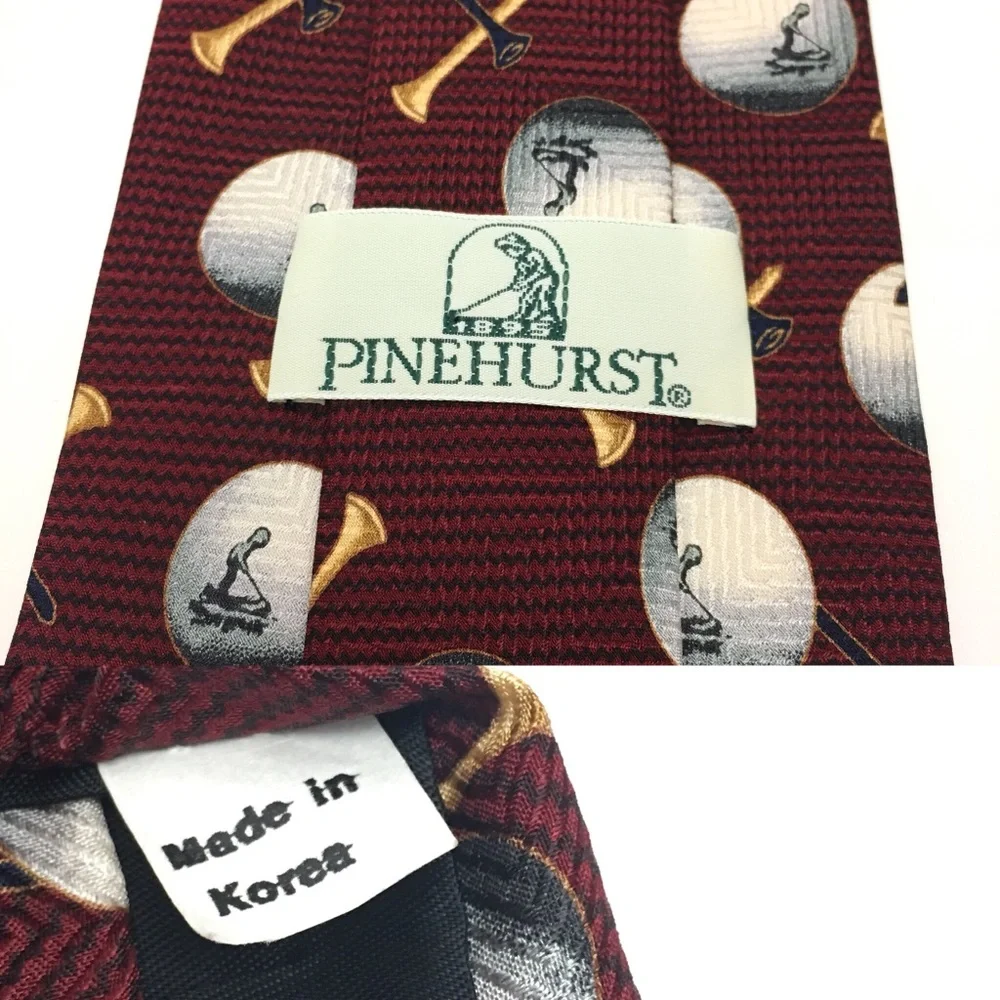 Red Black Golfing Necktie Golf Balls Tees Pattern‎